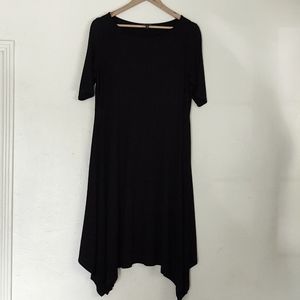 Eileen Fisher Black Viscose Jersey Midi Dress sz Lg Women's